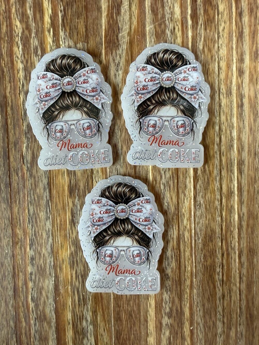 3 Pc Diet Coke Mom Acrylic Flatbacks